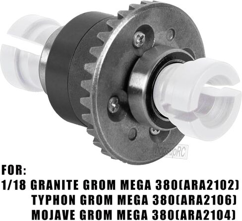 RC 30T 0.8Mod V2 Upgrades Part Steel Metal Main Gear & Differential Case for 1/18 Granite,Typhon,Mojave Grom Mega 380 Rc Car. Assembled Differential Hops Up,2PCS,Black(ARA311177V2) in Saudi Arabia