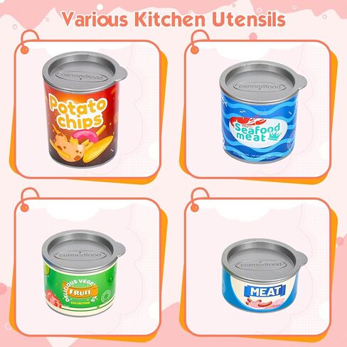 118-Piece Mini Play Kitchen Accessories for Kids Ages 3+, Pretend Cooking Playset with Cookware, Tableware & 2 Fruit Sets, Learning Gift for Girls and Boys, Pink in Saudi Arabia