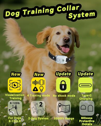 Dog Shock Collar, Dog Training Collar with Remote Control 3300FT Range, Electric Collar with Smart Light, Rechargeable Waterproof E Collar for Small Medium Large Dogs in Kuwait