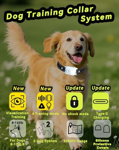 Dog Shock Collar, Dog Training Collar with Remote Control 3300FT Range, Electric Collar with Smart Light, Rechargeable Waterproof E Collar for Small Medium Large Dogs in Kuwait
