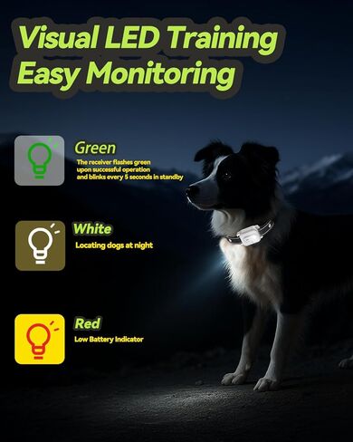 Dog Shock Collar, Dog Training Collar with Remote Control 3300FT Range, Electric Collar with Smart Light, Rechargeable Waterproof E Collar for Small Medium Large Dogs in Kuwait