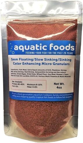 Aquatic Foods Inc. .5mm عائم/غرق بطيء/غرق اللون يعزز الحبيبات الدقيقة للقرص ، و cichlids جميع المناطق الاستوائية ، و Koi و Pond Fish ... 8 أوقية صغيرة جرة in Kuwait