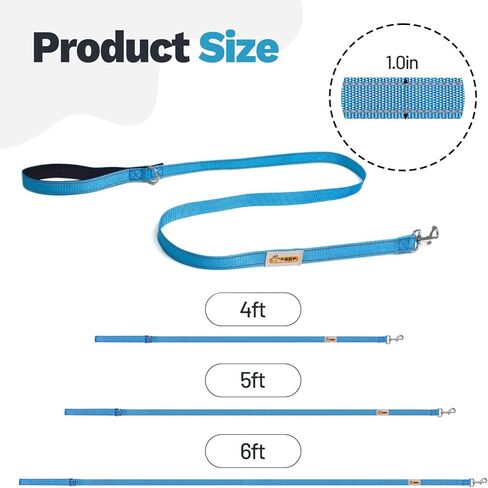 YALAVA 4FT Dog Leash with Soft Padded Handle, Heavy Duty Nylon Reflective Dog Leashes, Fits Small Medium or Large Dogs, Black in Kuwait