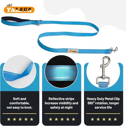 YALAVA 4FT Dog Leash with Soft Padded Handle, Heavy Duty Nylon Reflective Dog Leashes, Fits Small Medium or Large Dogs, Black in Kuwait