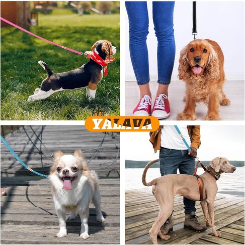YALAVA 4FT Dog Leash with Soft Padded Handle, Heavy Duty Nylon Reflective Dog Leashes, Fits Small Medium or Large Dogs, Black in Kuwait