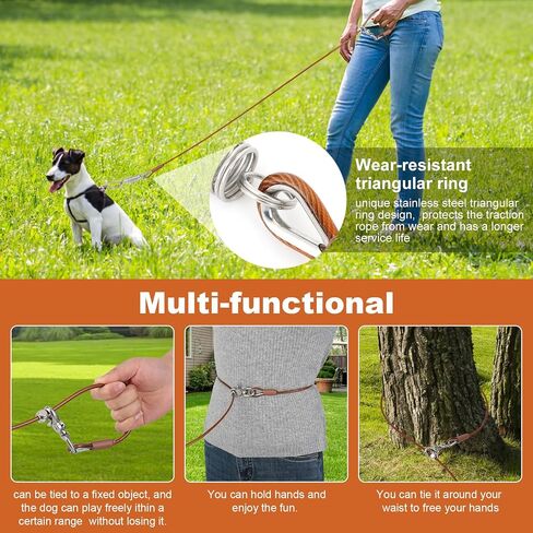 Coos Beni Chew-Resistant Dog Tie-Out Cable – Heavy-Duty Leash with Spring Shock Absorber and 360° Swivel Hook – Ideal for Yard, Camping, Beach, Outdoor Running (Copper, 10FT) in Saudi Arabia