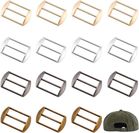 Ahandmaker 24pcs سبيكة تري-غريد شرائح الابازيم ، 4 ألوان مستطيل كاب كاب ضابط الأزرار Tri-Glide الأزرار in Saudi Arabia