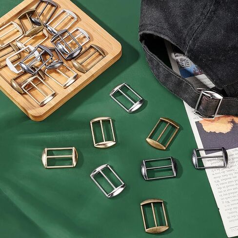 Ahandmaker 24pcs سبيكة تري-غريد شرائح الابازيم ، 4 ألوان مستطيل كاب كاب ضابط الأزرار Tri-Glide الأزرار in Saudi Arabia