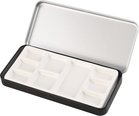 Travel Watercolor Palette, Portable Ceramic Palette 9 Well, Watercolor Palette with Lid, Empty Wet Palette Metal Paint Box with Porcelain Palettes(White Box) in Kuwait