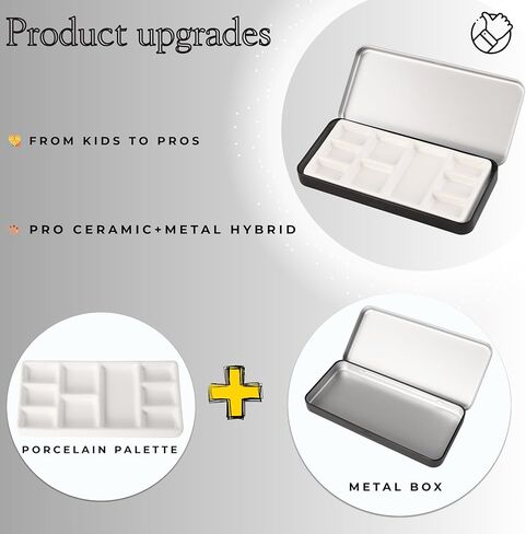 Travel Watercolor Palette, Portable Ceramic Palette 9 Well, Watercolor Palette with Lid, Empty Wet Palette Metal Paint Box with Porcelain Palettes(White Box) in Kuwait