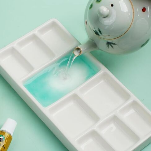 Travel Watercolor Palette, Portable Ceramic Palette 9 Well, Watercolor Palette with Lid, Empty Wet Palette Metal Paint Box with Porcelain Palettes(White Box) in Kuwait