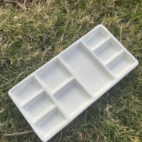 Travel Watercolor Palette, Portable Ceramic Palette 9 Well, Watercolor Palette with Lid, Empty Wet Palette Metal Paint Box with Porcelain Palettes(White Box) in Kuwait