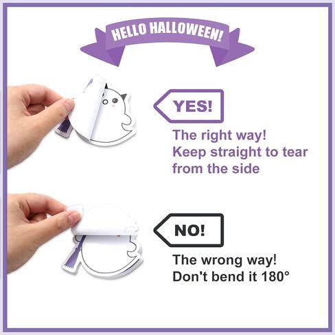 Whaline 24 Packs Halloween Sticky Notes Cute Boo Ghost Notepads 12 Designs Trick or Treat Reminder Memo Pads for Annotating Books Office Study Supplies in Saudi Arabia