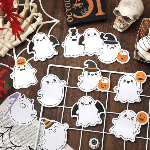 Whaline 24 Packs Halloween Sticky Notes Cute Boo Ghost Notepads 12 Designs Trick or Treat Reminder Memo Pads for Annotating Books Office Study Supplies in Saudi Arabia