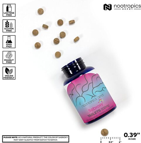 Nootropics Depot Sabroxy® Tablets | 100mg | 90 Count | Minimum 10% Oroxylin-A | Oroxylum indicum | May Help Promote Focus & Motivation | May Help Promote Cognitive Function in Saudi Arabia