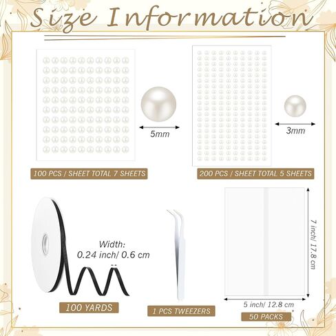Faccito 50 Pcs Vellum Jackets for 5x7 Invitations Wedding Invitation Accessories Kit Pre Folded Vellum Paper 1 Roll Black Ribbon, 1700 Pearls Stickers Tweezer, Envelope Liners 5x7 Inserts for Wedding in Saudi Arabia