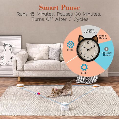 Interactive Cat Toy Accessories Kit – Replacement Plush & Rope Attachments for Indoor Cats, Compatible with Automatic Cat Chase Toy in Kuwait