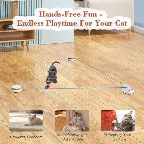 Interactive Cat Toy Accessories Kit – Replacement Plush & Rope Attachments for Indoor Cats, Compatible with Automatic Cat Chase Toy in Kuwait