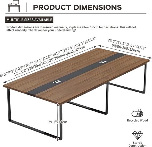 Large Conference Table – Modern Office Meeting Table with Metal Frame, Durable Scratch-Resistant Top, Multiple Sizes & Colors, Training Room, Boardroom & Collaboration Desk in Saudi Arabia