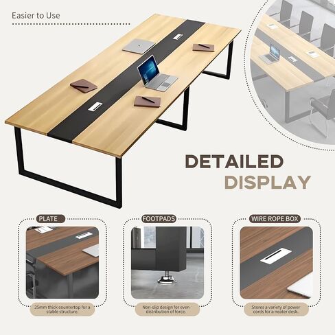 Large Conference Table – Modern Office Meeting Table with Metal Frame, Durable Scratch-Resistant Top, Multiple Sizes & Colors, Training Room, Boardroom & Collaboration Desk in Saudi Arabia
