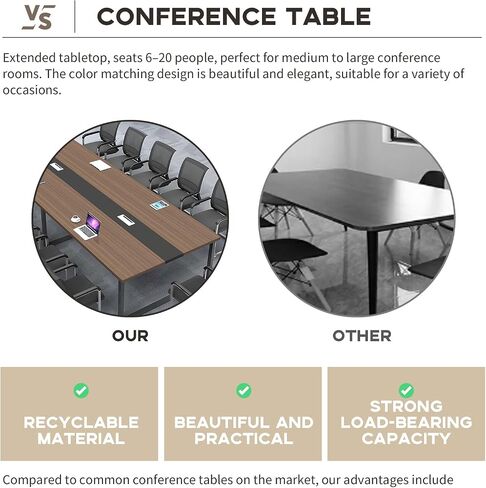Large Conference Table – Modern Office Meeting Table with Metal Frame, Durable Scratch-Resistant Top, Multiple Sizes & Colors, Training Room, Boardroom & Collaboration Desk in Saudi Arabia