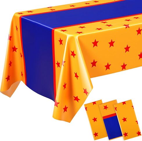 Oudain 3 PCS ANIME موضوع tablecloth 108 × 54 بوصة على طاولة الرسوم المتحركة يغطي قطعة قماش طاولة صفراء اللون الأزرق والأحمر لزينة حفلة عيد الميلاد in Saudi Arabia