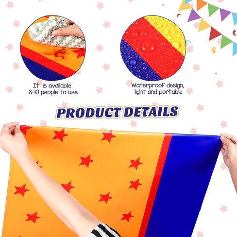Oudain 3 PCS ANIME موضوع tablecloth 108 × 54 بوصة على طاولة الرسوم المتحركة يغطي قطعة قماش طاولة صفراء اللون الأزرق والأحمر لزينة حفلة عيد الميلاد in Saudi Arabia