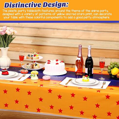 Oudain 3 PCS ANIME موضوع tablecloth 108 × 54 بوصة على طاولة الرسوم المتحركة يغطي قطعة قماش طاولة صفراء اللون الأزرق والأحمر لزينة حفلة عيد الميلاد in Saudi Arabia