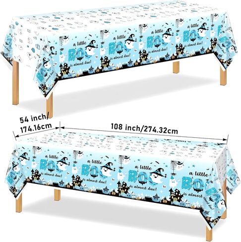 3Pcs A Little Boo is Almost Due Baby Shower Boy Halloween Tablecloth Little Boo Baby Shower Decorations Boy for Blue Halloween Baby Shower Decorations Boy in Saudi Arabia