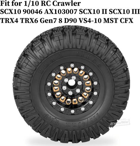 1.9 مجموعة إطارات Beadlock 1.9 "عجلات وإطارات لـ 1/10 RC Crawler SCX10 90046 AX103007 TRX4 TRX6 GEN7 8 D90 VS4-10 MST CFX ، Super Heavy Brass و Aluminium Wheel Tires W/Rubber W/Rubber ، Black in Saudi Arabia