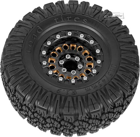1.9 مجموعة إطارات Beadlock 1.9 "عجلات وإطارات لـ 1/10 RC Crawler SCX10 90046 AX103007 TRX4 TRX6 GEN7 8 D90 VS4-10 MST CFX ، Super Heavy Brass و Aluminium Wheel Tires W/Rubber W/Rubber ، Black in Saudi Arabia