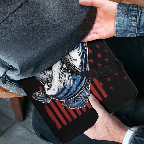 Protective Sleeve Case with Double Metal Zipper, Portable Vintage Bass Fishing Lure American Flag Laptop Bag, Computer Bags for Work Office Business Travel in Saudi Arabia