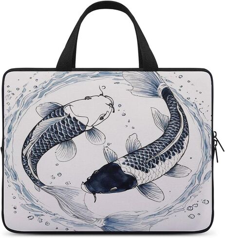 Protective Sleeve Case with Double Metal Zipper, Portable Vintage Bass Fishing Lure American Flag Laptop Bag, Computer Bags for Work Office Business Travel in Saudi Arabia
