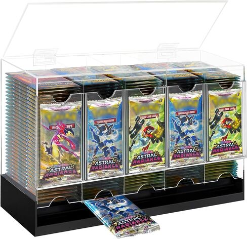5-Slot Booster Pack Dispenser with Non-Slip Base,Acrylic Card Pack Dispenser Fits 200 Booster Packs for Dispensing,Card Holders Storage Case for Trading Card and Sports Card Packs in Saudi Arabia