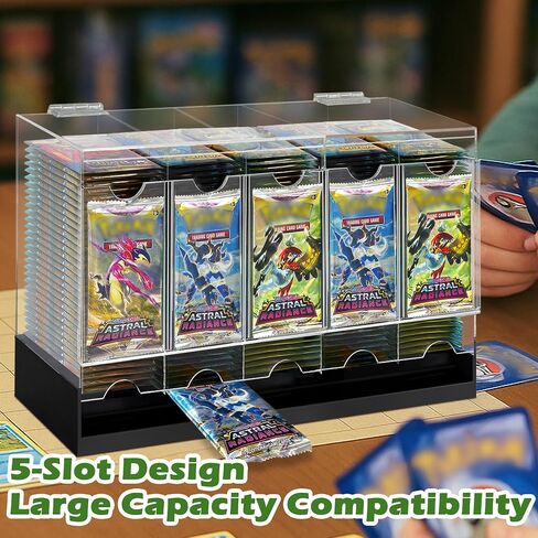 5-Slot Booster Pack Dispenser with Non-Slip Base,Acrylic Card Pack Dispenser Fits 200 Booster Packs for Dispensing,Card Holders Storage Case for Trading Card and Sports Card Packs in Saudi Arabia