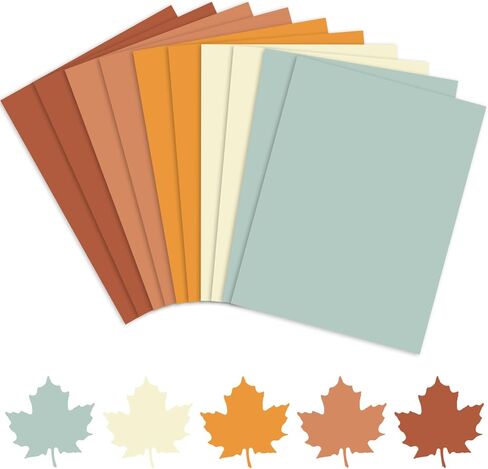 AnyDesign 50 Sheets Assorted Fall Colors Card Stock Paper Orange Blue Brown Yellow Scrapbook Paper for Autumn Thanksgiving Prints DIY Crafts Supplies, 8.5 x 11 Inch in Saudi Arabia