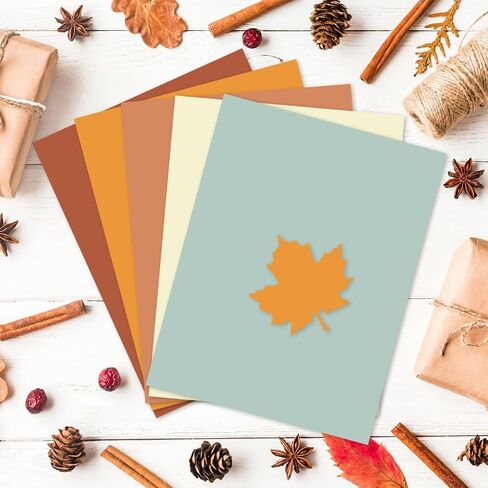 AnyDesign 50 Sheets Assorted Fall Colors Card Stock Paper Orange Blue Brown Yellow Scrapbook Paper for Autumn Thanksgiving Prints DIY Crafts Supplies, 8.5 x 11 Inch in Saudi Arabia