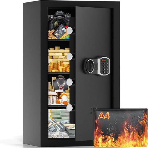 2.3 Cub Home Safe مع حقيبة مقاومة للماء ، وصندوق آمن للأمان الرقمي مع لوحة مفاتيح إلكترونية ، ومفاتيح احتياطية ، ورف قابل للإزالة ، وخزائن النار لأموال المجوهرات المنزلية. in Kuwait