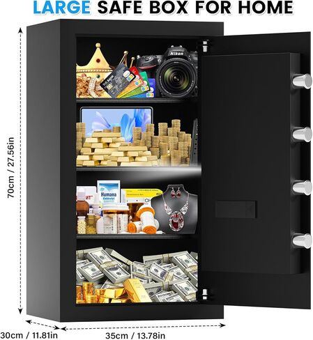 2.3 Cub Home Safe مع حقيبة مقاومة للماء ، وصندوق آمن للأمان الرقمي مع لوحة مفاتيح إلكترونية ، ومفاتيح احتياطية ، ورف قابل للإزالة ، وخزائن النار لأموال المجوهرات المنزلية. in Kuwait