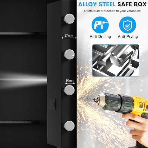 2.3 Cub Home Safe مع حقيبة مقاومة للماء ، وصندوق آمن للأمان الرقمي مع لوحة مفاتيح إلكترونية ، ومفاتيح احتياطية ، ورف قابل للإزالة ، وخزائن النار لأموال المجوهرات المنزلية. in Kuwait