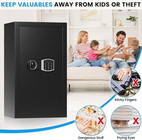 2.3 Cub Home Safe مع حقيبة مقاومة للماء ، وصندوق آمن للأمان الرقمي مع لوحة مفاتيح إلكترونية ، ومفاتيح احتياطية ، ورف قابل للإزالة ، وخزائن النار لأموال المجوهرات المنزلية. in Kuwait