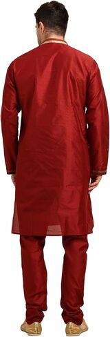 ITOS365 Men's Tunic Art Silk Kurta Pajama and Scarf Suit Set Indian Clothing Wedding Party Dress Gifts Items in Saudi Arabia