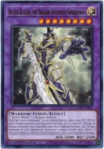 Buster Blader, The Dragon Destroyer Swordsman - MAGO-EN101 - Gold Rare - 1st Edition in Saudi Arabia