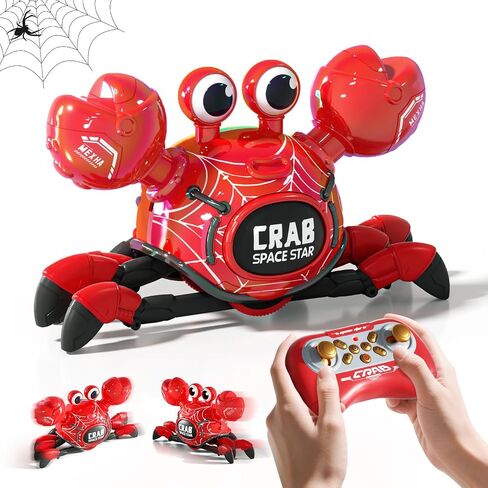Remote Control Robot Crab Toy Car Red,Rechargeable with LED Lights and Music, Fast Crawling 360-Degree Stunt Rotation Cars, 2.4GHz RC Robot Toys, 3 4 5 6 7 8 9 10 Birthday Gifts for Boys and Girls in Saudi Arabia