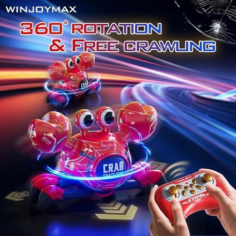 Remote Control Robot Crab Toy Car Red,Rechargeable with LED Lights and Music, Fast Crawling 360-Degree Stunt Rotation Cars, 2.4GHz RC Robot Toys, 3 4 5 6 7 8 9 10 Birthday Gifts for Boys and Girls in Saudi Arabia
