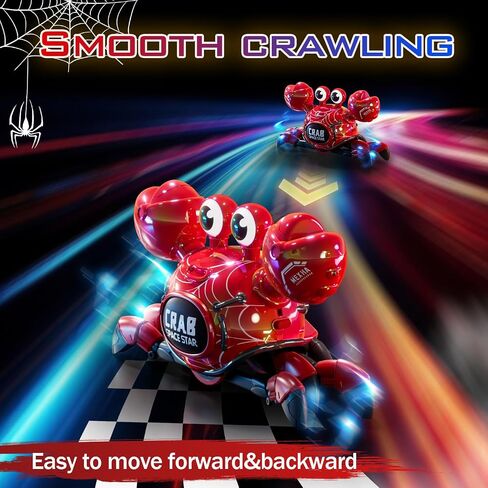 Remote Control Robot Crab Toy Car Red,Rechargeable with LED Lights and Music, Fast Crawling 360-Degree Stunt Rotation Cars, 2.4GHz RC Robot Toys, 3 4 5 6 7 8 9 10 Birthday Gifts for Boys and Girls in Saudi Arabia