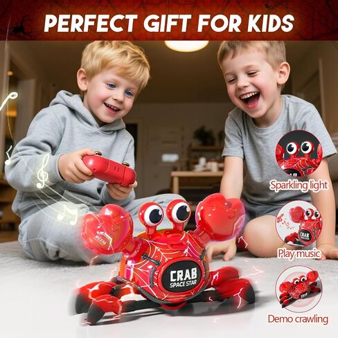 Remote Control Robot Crab Toy Car Red,Rechargeable with LED Lights and Music, Fast Crawling 360-Degree Stunt Rotation Cars, 2.4GHz RC Robot Toys, 3 4 5 6 7 8 9 10 Birthday Gifts for Boys and Girls in Saudi Arabia
