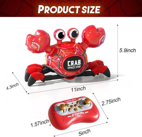 Remote Control Robot Crab Toy Car Red,Rechargeable with LED Lights and Music, Fast Crawling 360-Degree Stunt Rotation Cars, 2.4GHz RC Robot Toys, 3 4 5 6 7 8 9 10 Birthday Gifts for Boys and Girls in Saudi Arabia