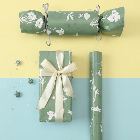 Flowers Wrapping Paper Roll-17 Inches X 32.8 Feet, Mini Roll, White Floral Design Wrap Paper for Girls Women Grandma, for Birthdays, Bridal Shower, Weddings, Anniversaries, Mother's Day, Floral Design, 1 Roll in Saudi Arabia