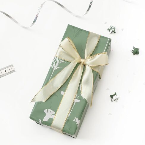 Flowers Wrapping Paper Roll-17 Inches X 32.8 Feet, Mini Roll, White Floral Design Wrap Paper for Girls Women Grandma, for Birthdays, Bridal Shower, Weddings, Anniversaries, Mother's Day, Floral Design, 1 Roll in Saudi Arabia